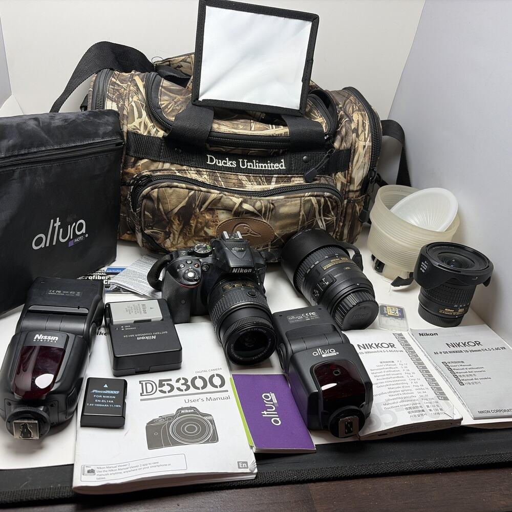 Nikon D5300 24.2 MP Digital SLR Camera - Black 3 Lens (18-55mm, 55-300mm,10-20mm